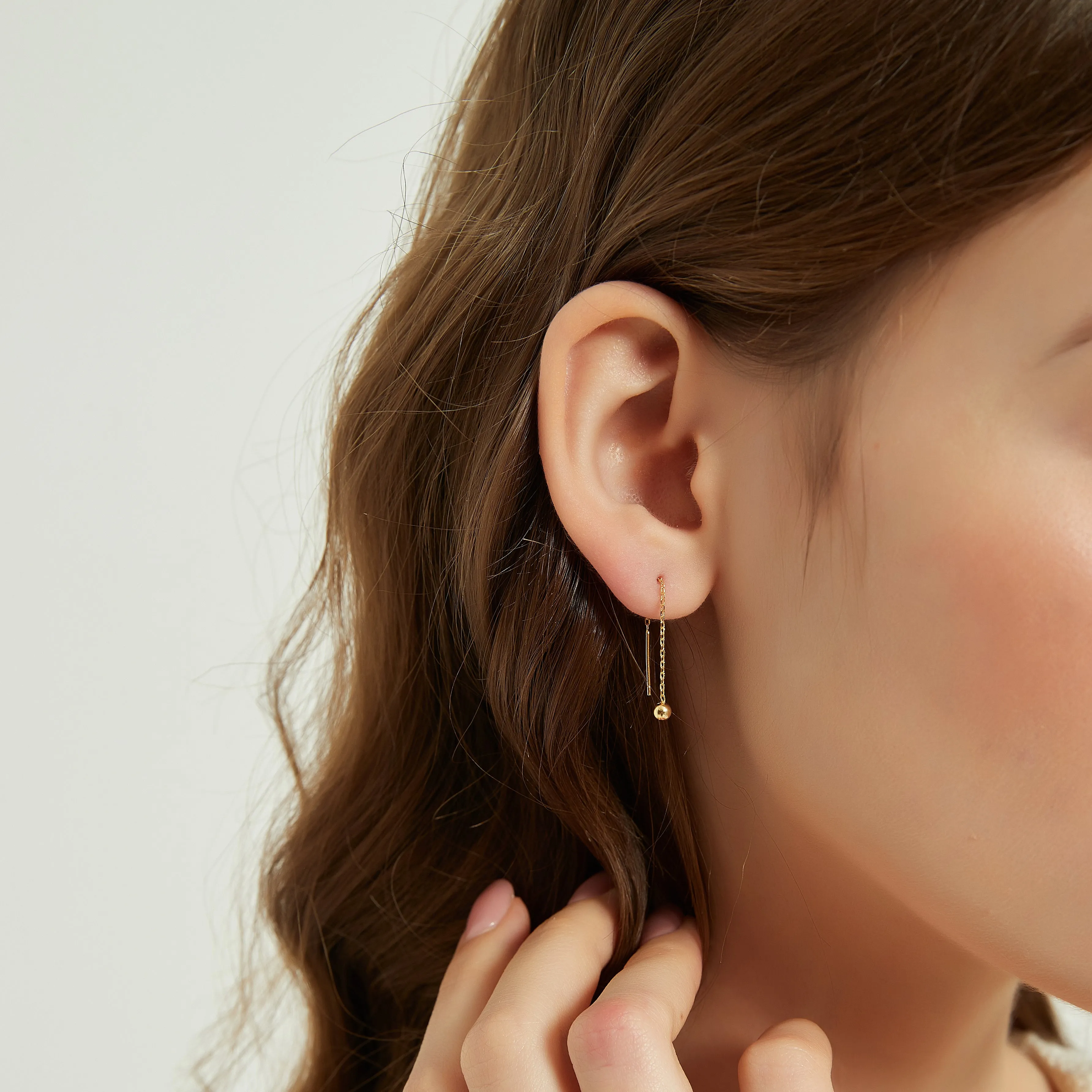 Gold Vermeil Morgan gold ball threader earrings
