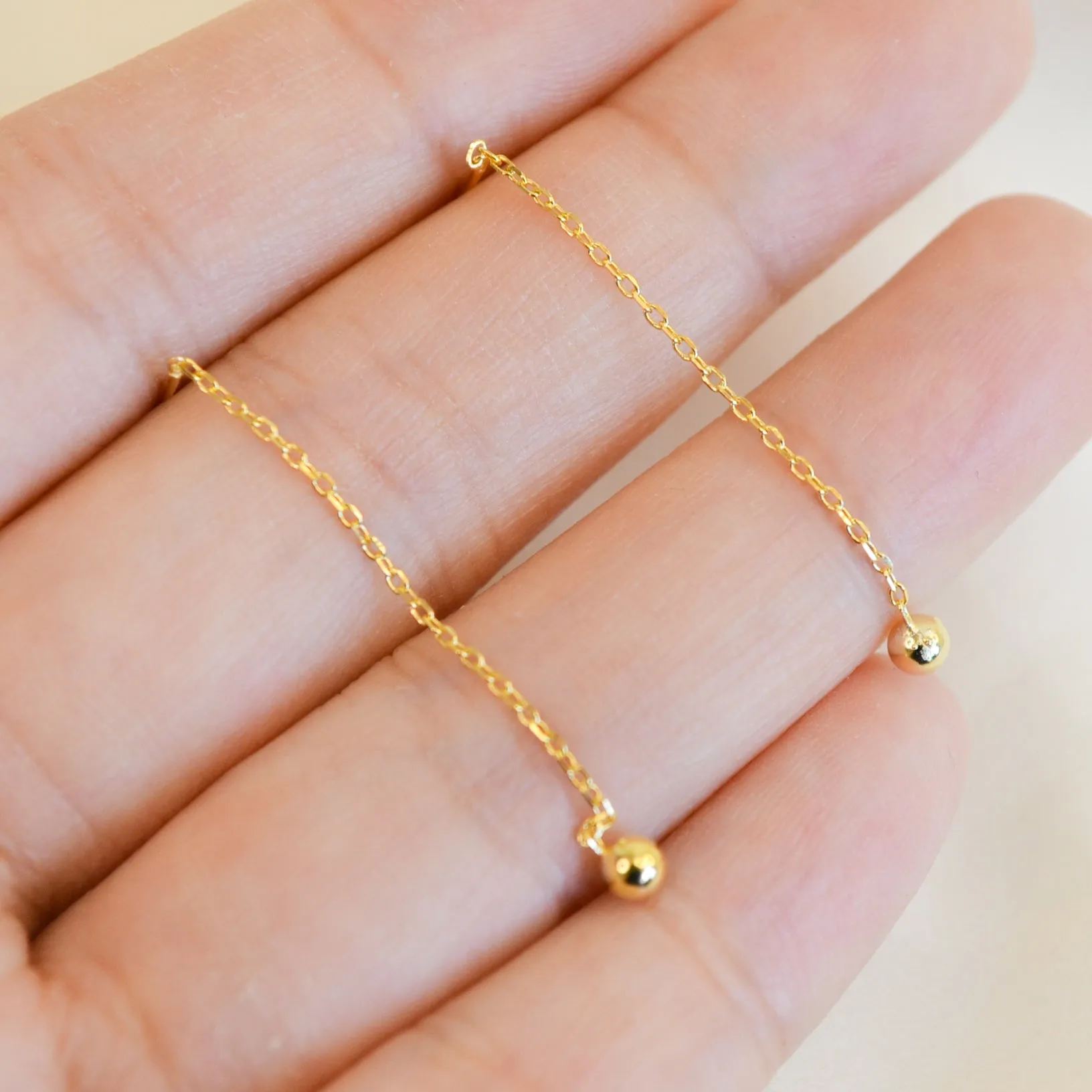 Gold Vermeil Morgan gold ball threader earrings