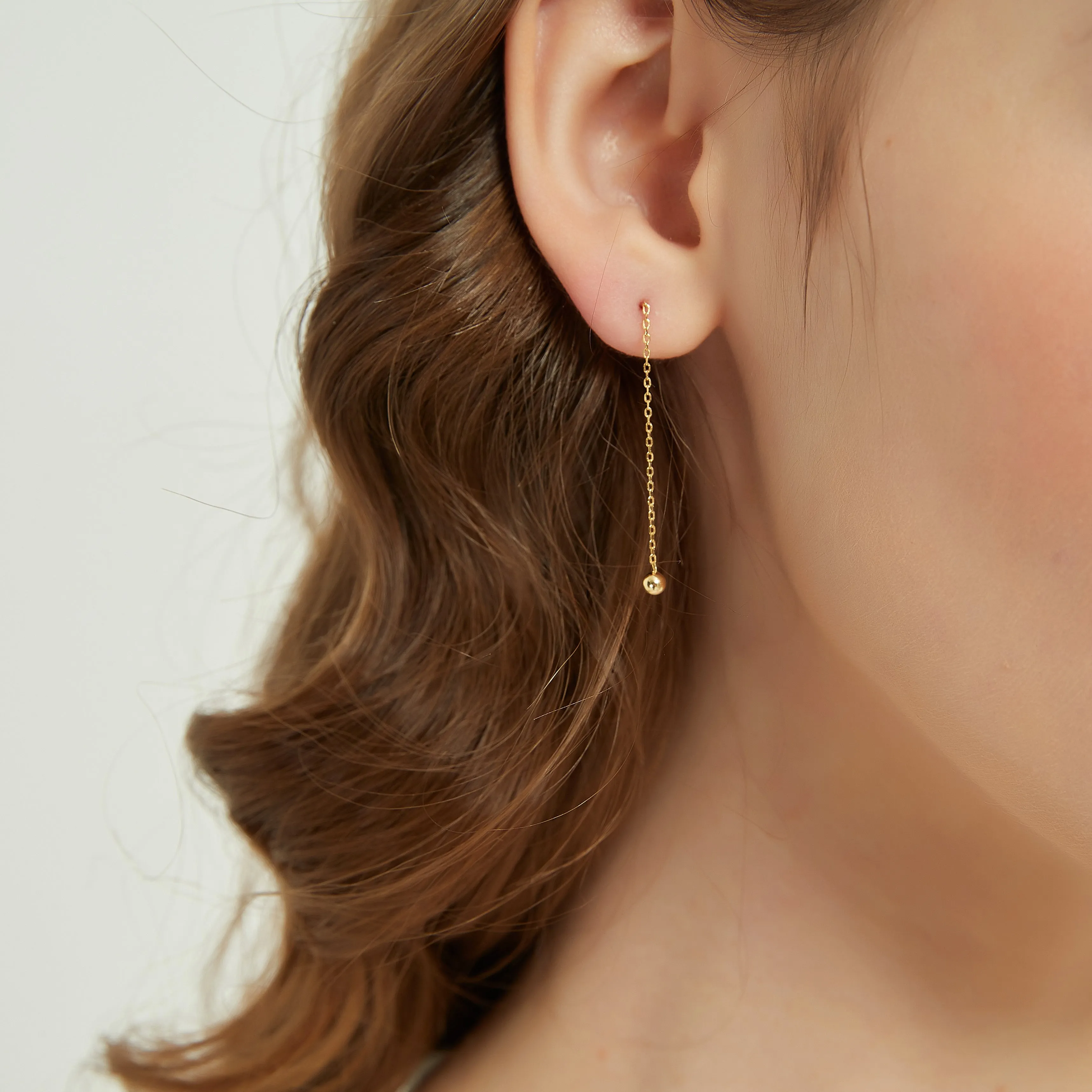 Gold Vermeil Morgan gold ball threader earrings