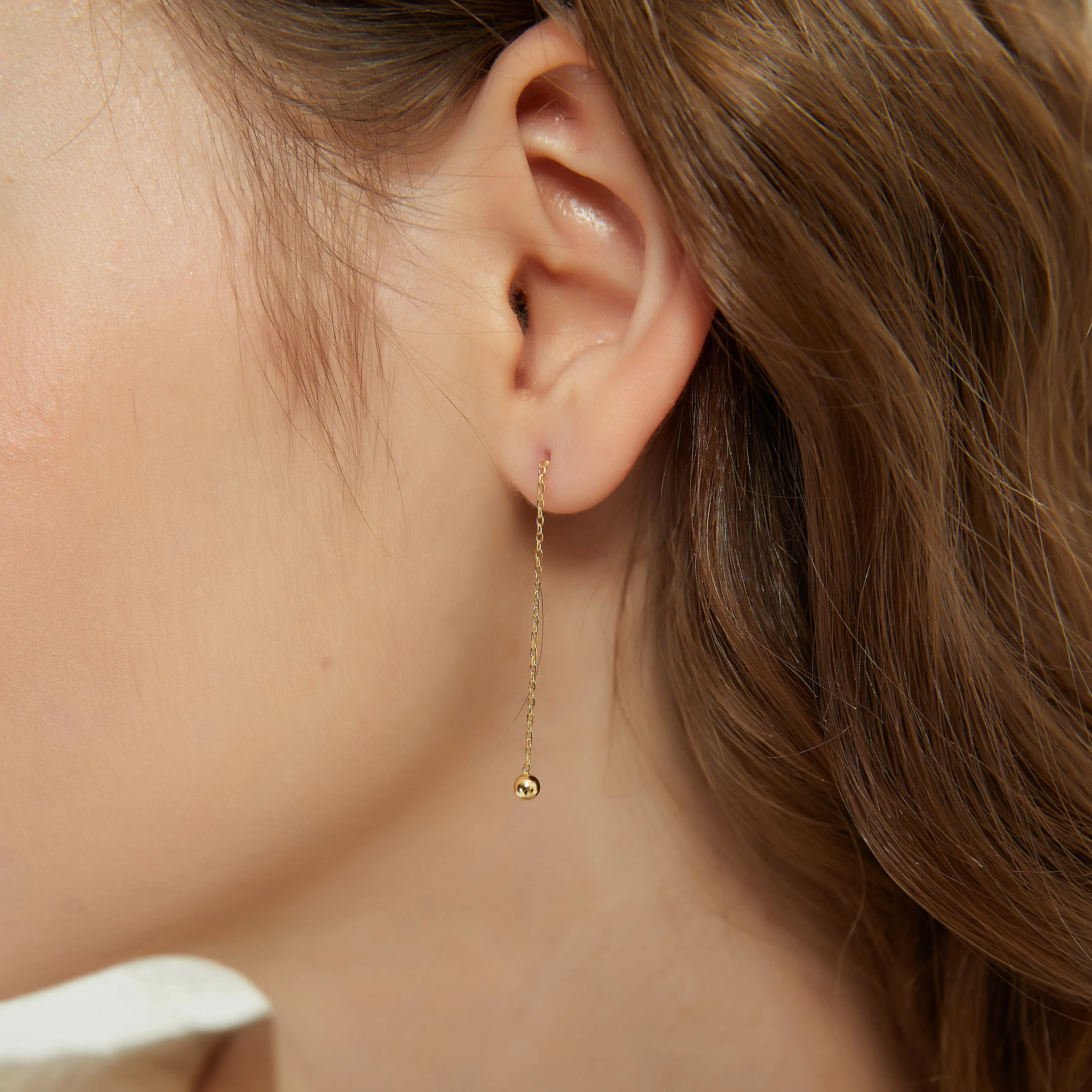 Gold Vermeil Morgan gold ball threader earrings