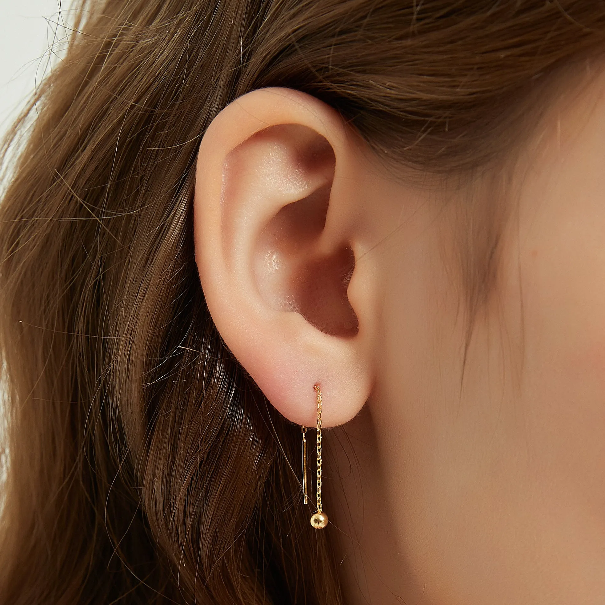 Gold Vermeil Morgan gold ball threader earrings
