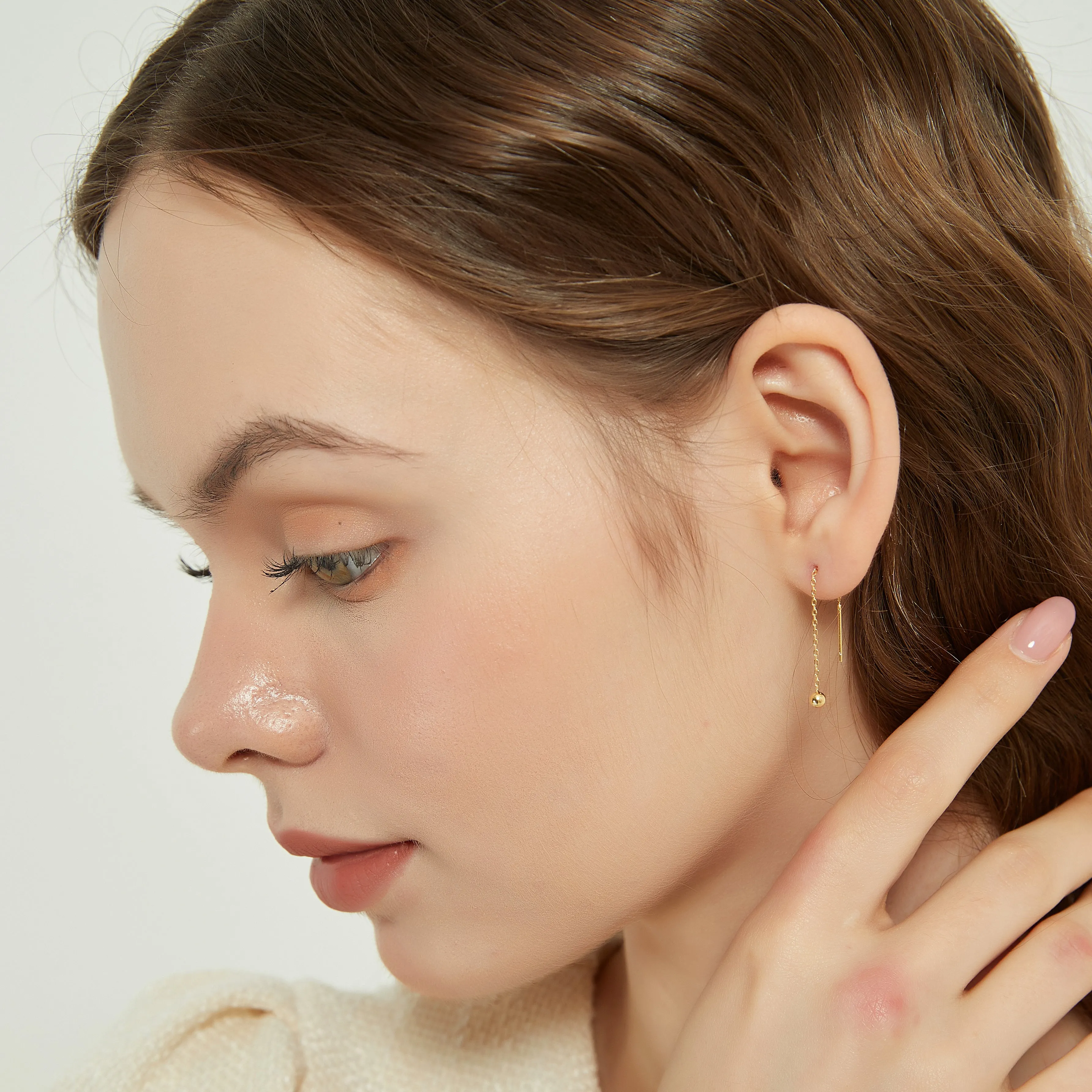 Gold Vermeil Morgan gold ball threader earrings