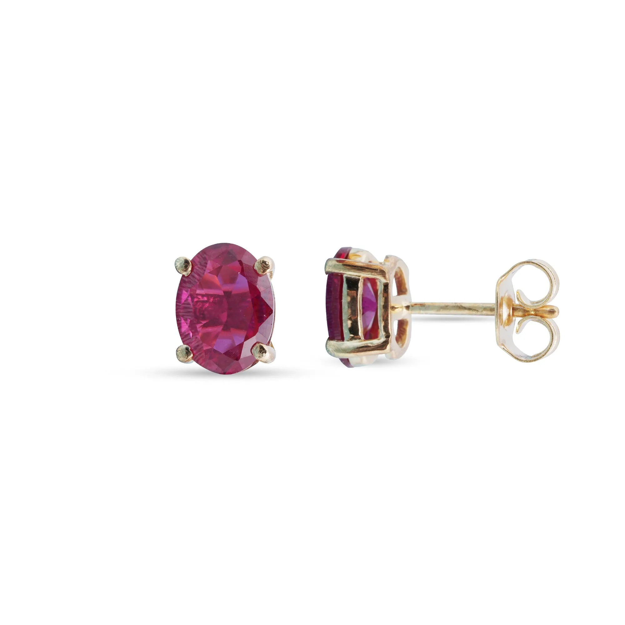 Golden Ruby Oval Studs Earrings