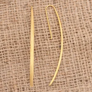 Graceful Arc Handcrafted Gold-Plated Drop Earrings