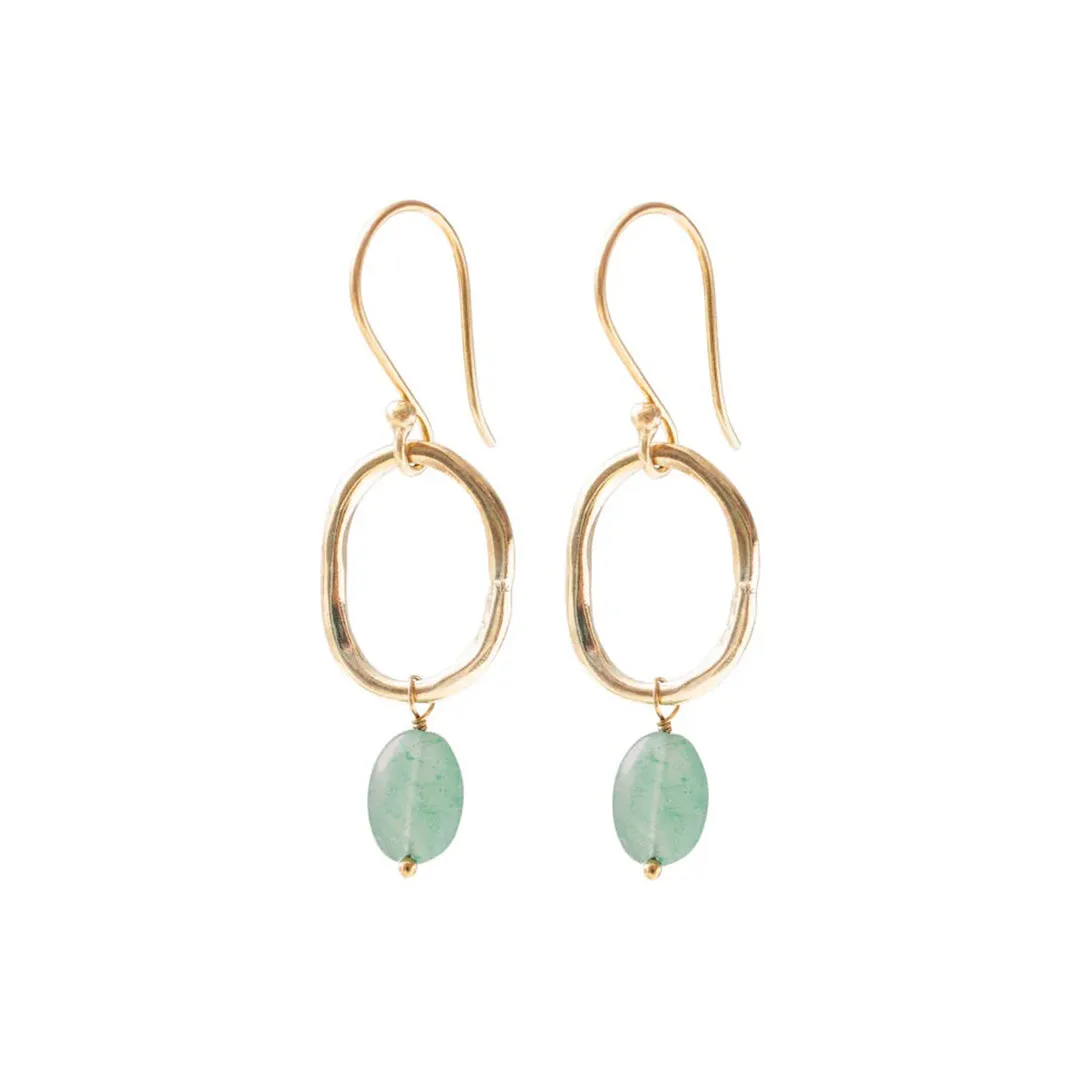 Graceful Aventurine Gold Earrings