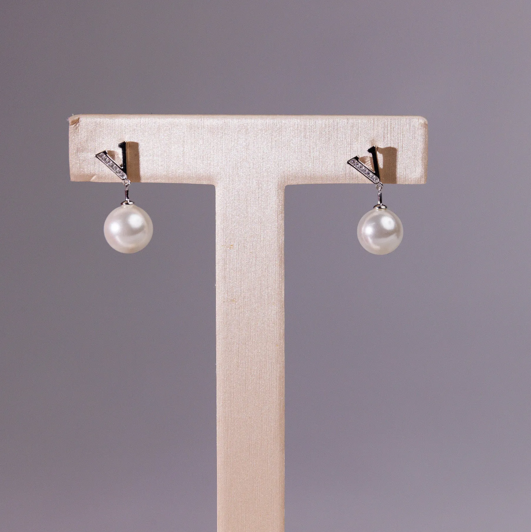 Graceful Harmony V-shaped Pearl Earrings