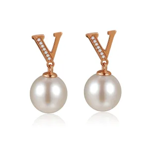 Graceful Harmony V-shaped Pearl Earrings