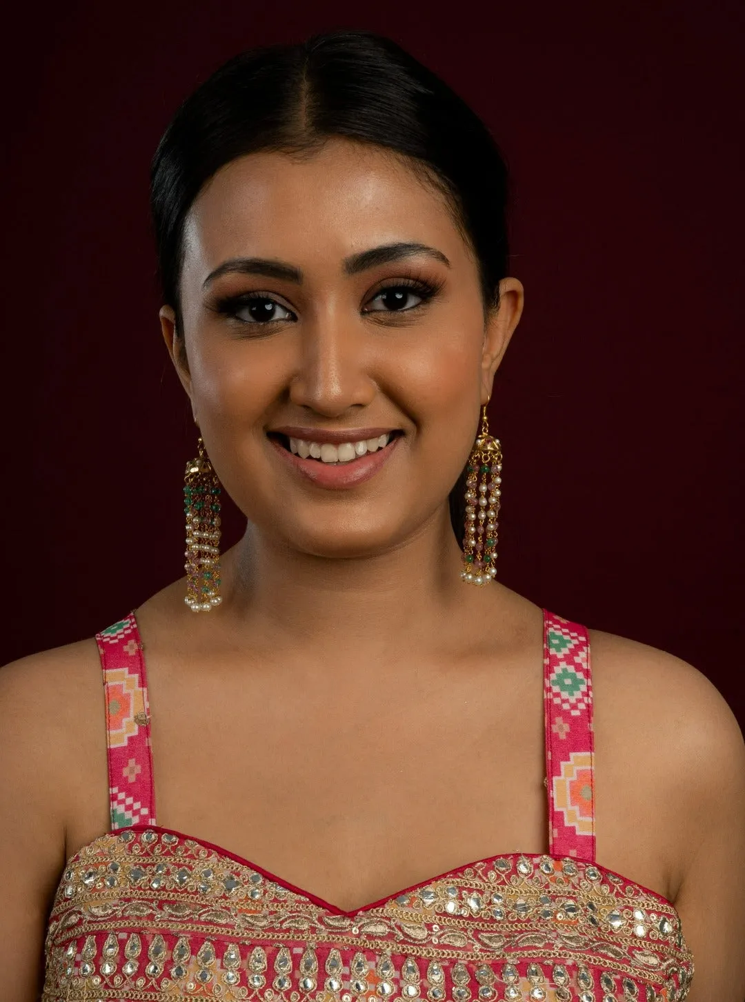 Graceful Multilayer Multicolour Jadau Jhumka