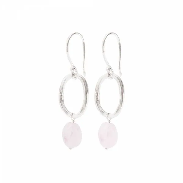 Graceful Rose Quartz Silver Earrings