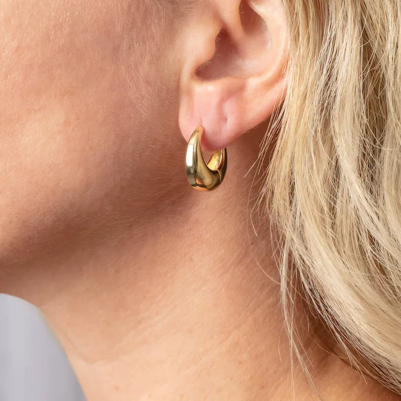 Graceful Teardrop Gold Hoop Earrings