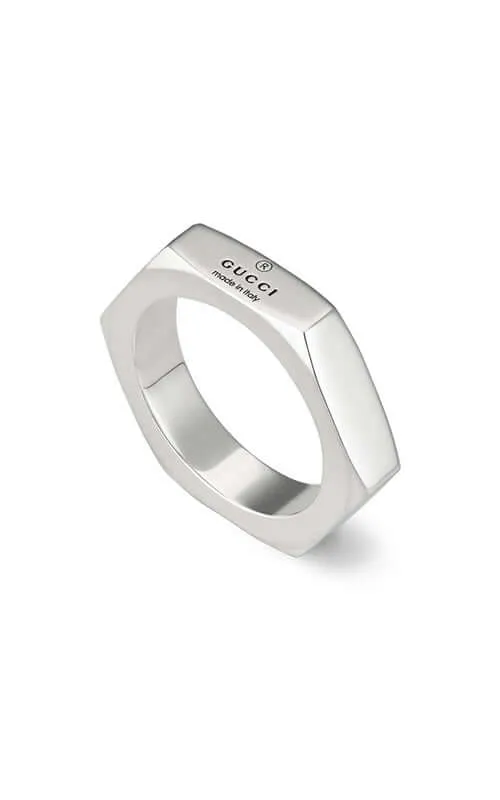 GUCCI Trademark Hexagon Silver Ring YBC782839001