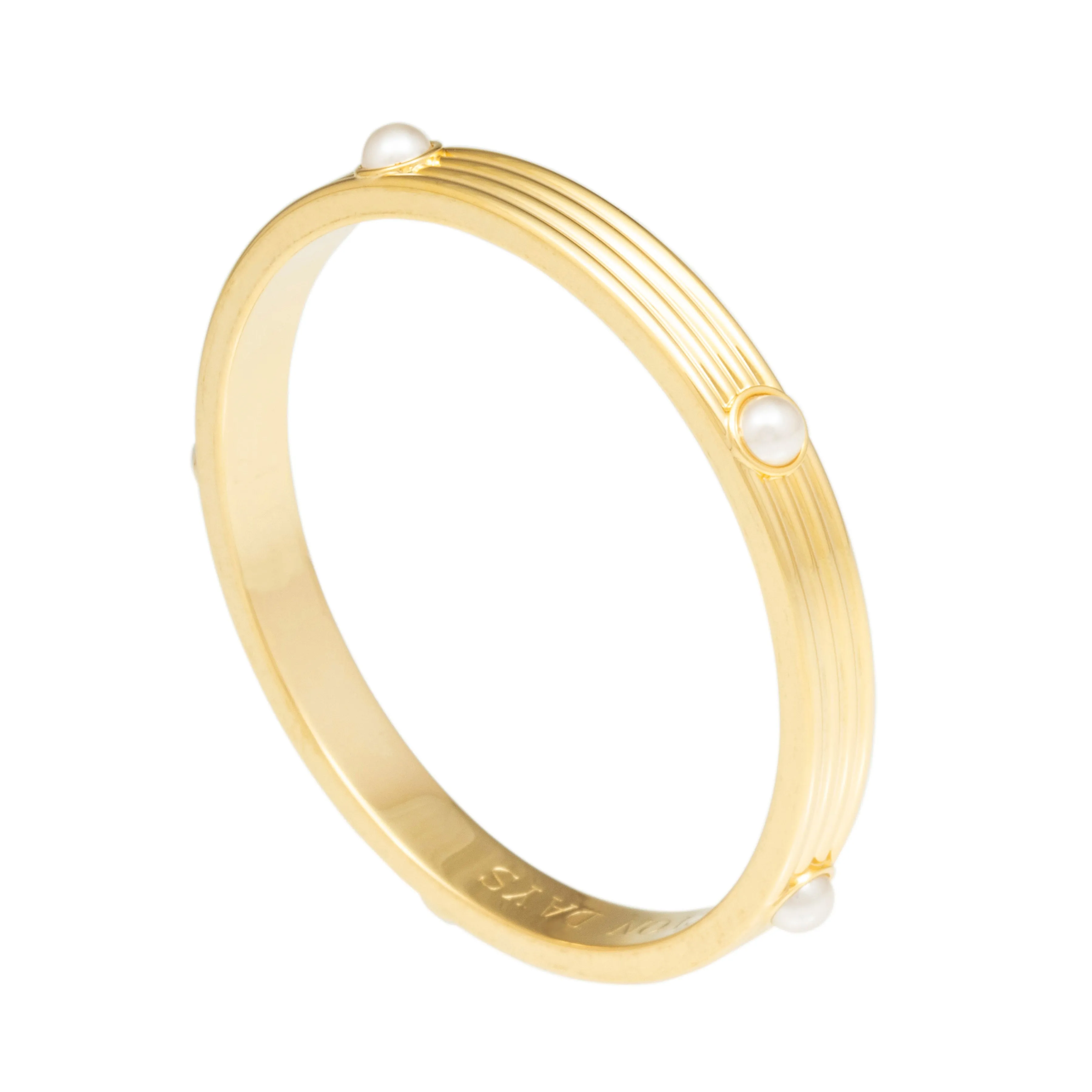 Halcyon Days Ribbed Cabochon Pearl Bangle