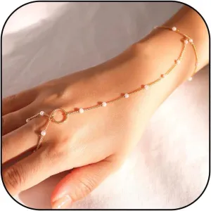 Hand Chain Bracelet for Women Dainty Gold Bracelets Ring Bracelet Hand Chain Jewelry Gifts for Women Trendy 2025