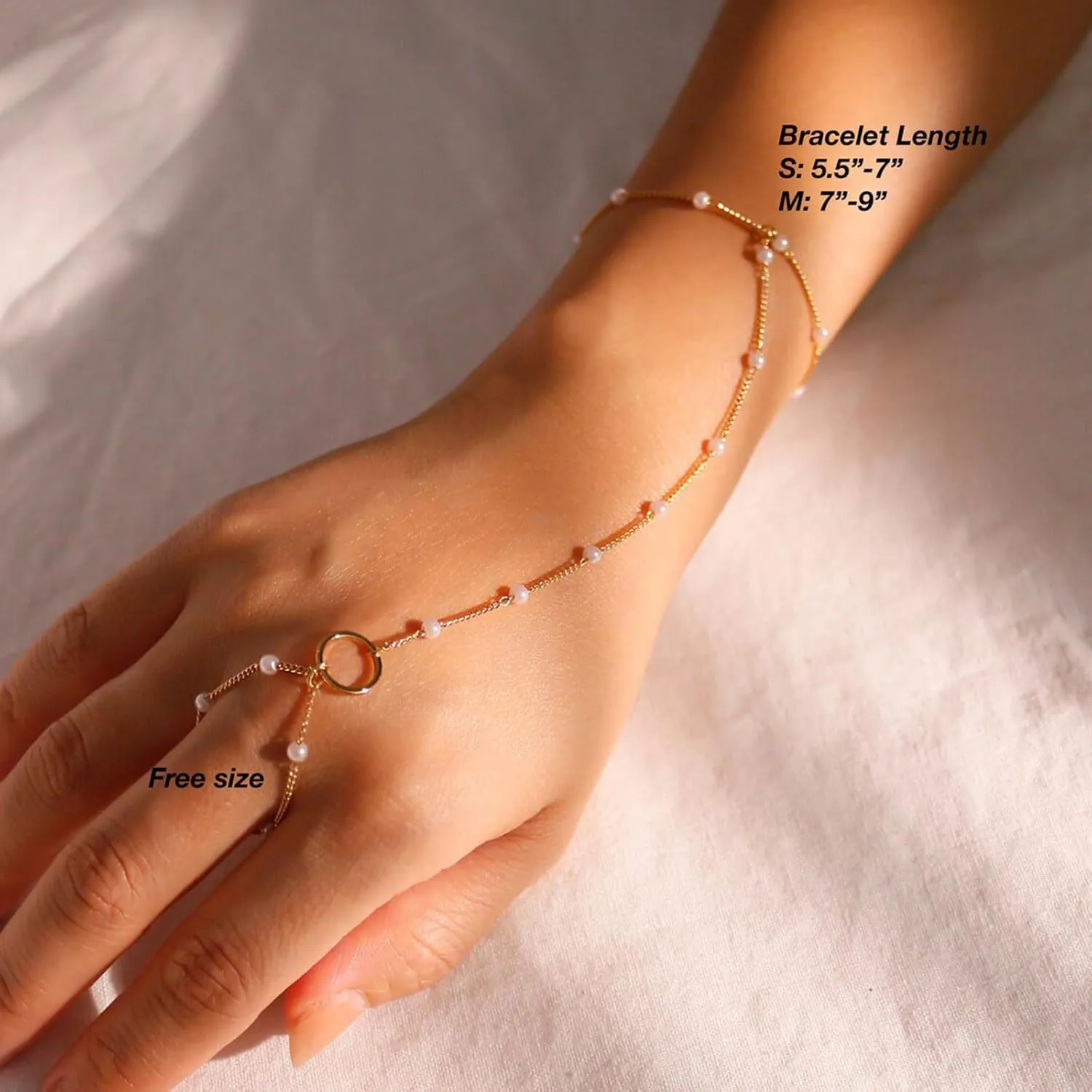 Hand Chain Bracelet for Women Dainty Gold Bracelets Ring Bracelet Hand Chain Jewelry Gifts for Women Trendy 2025