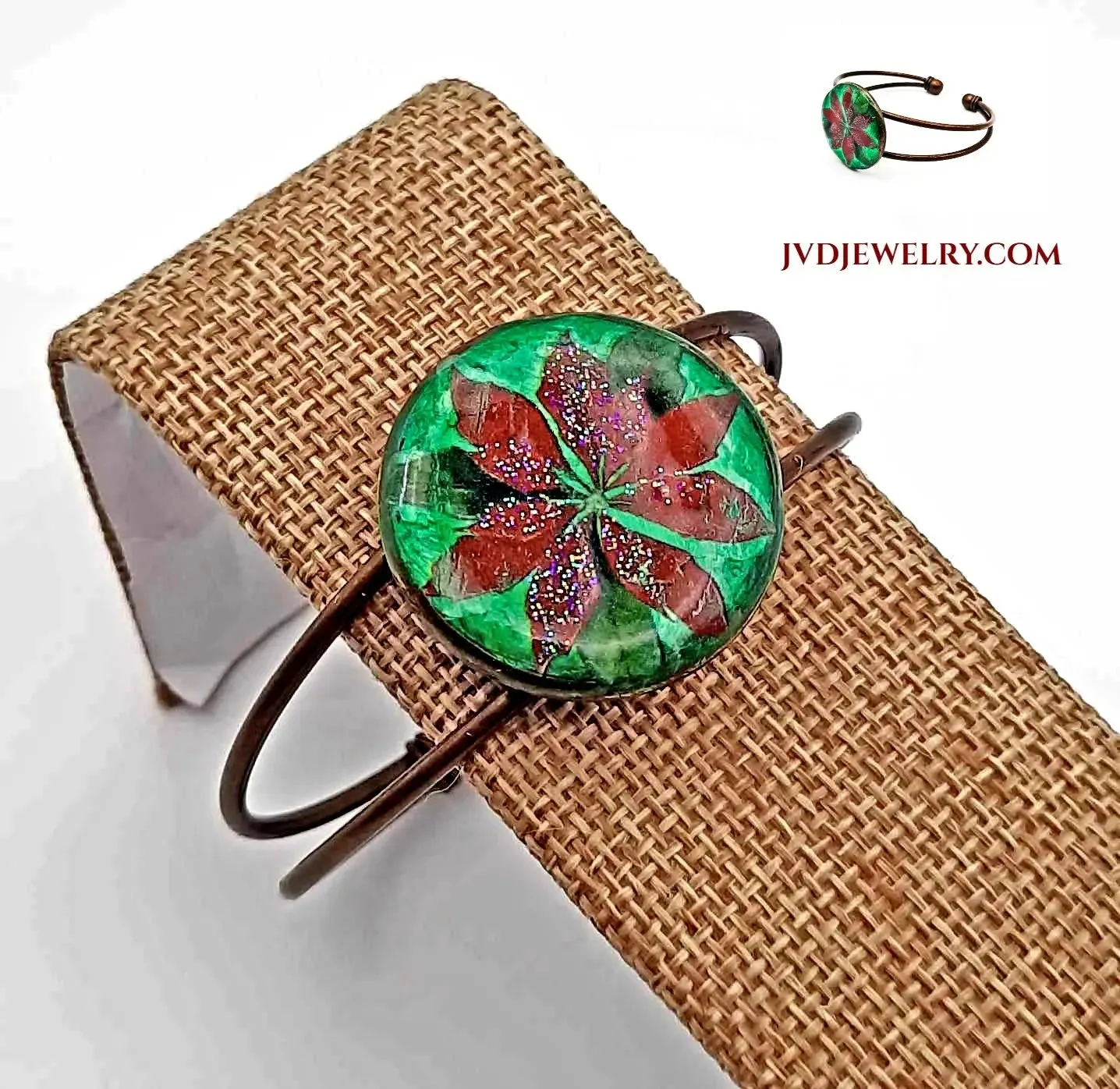 Handcrafted Poinsettia bronze Bracelet