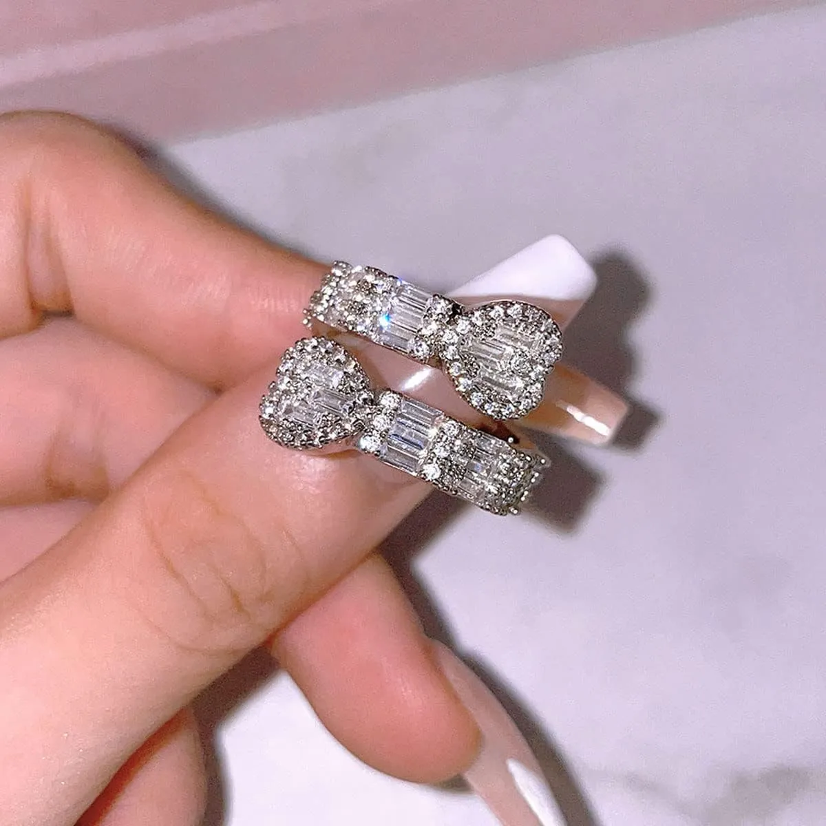 Heart Rings for Women Bling Iced Out Rings Cubic Zirconia Ring Men Women Engagement Wedding Promise Ring for Her Hip Hop Jewelry Size