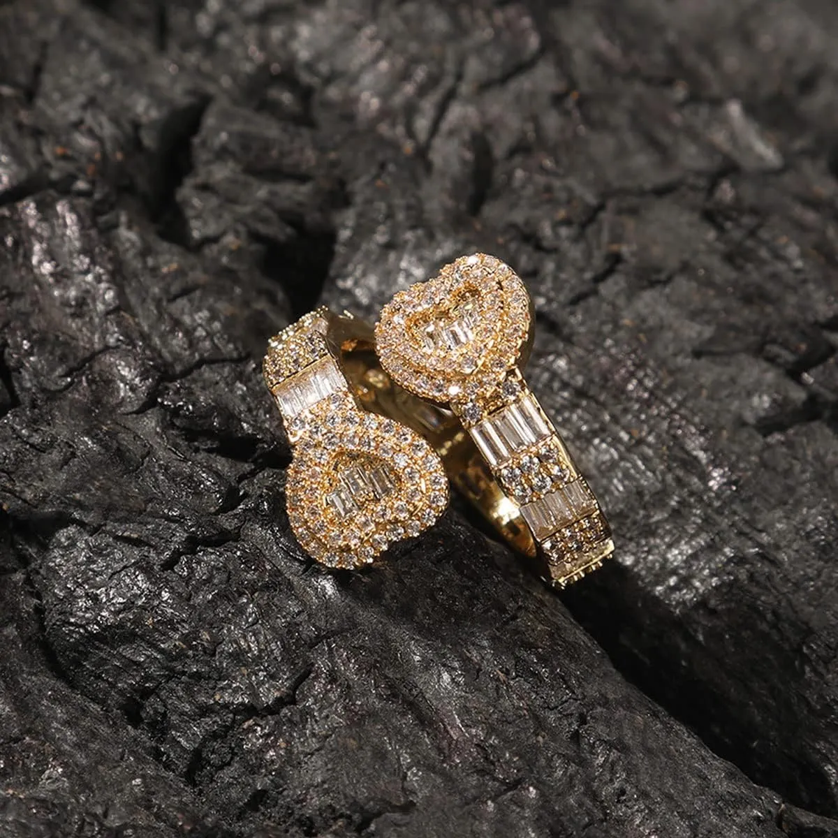 Heart Rings for Women Bling Iced Out Rings Cubic Zirconia Ring Men Women Engagement Wedding Promise Ring for Her Hip Hop Jewelry Size