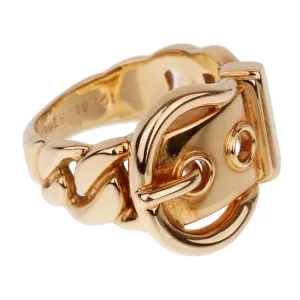 Hermes Paris Belt Buckle Yellow Gold Ring Sz 5 1/2