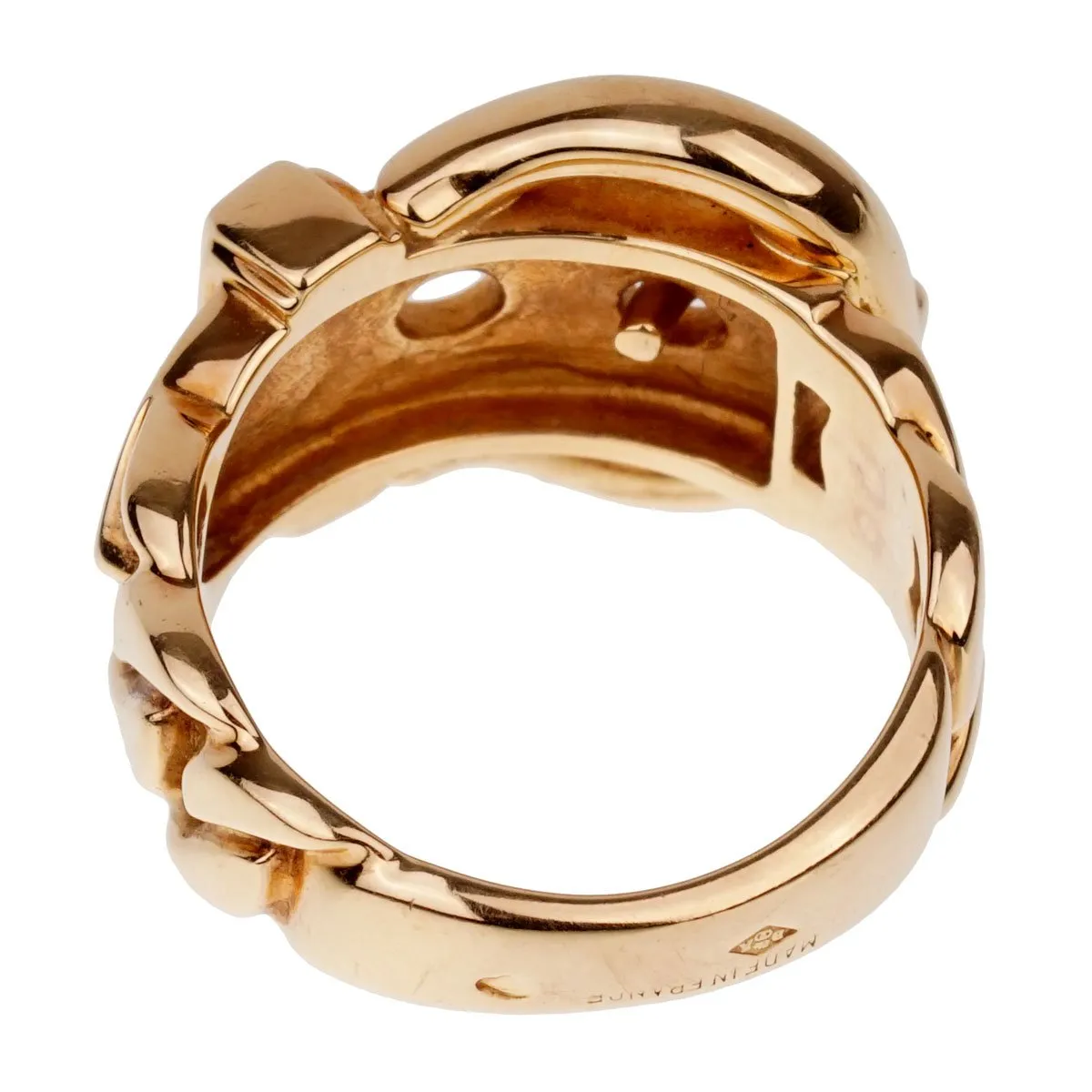 Hermes Paris Belt Buckle Yellow Gold Ring Sz 5 1/2