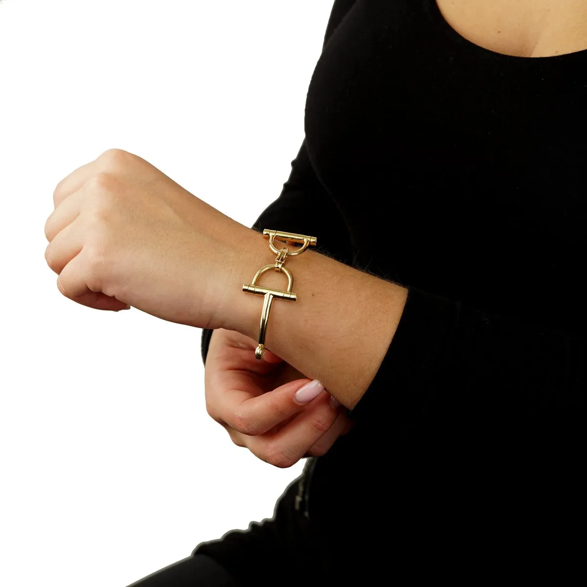 Hermes Vintage Stirrup Yellow Gold Bracelet