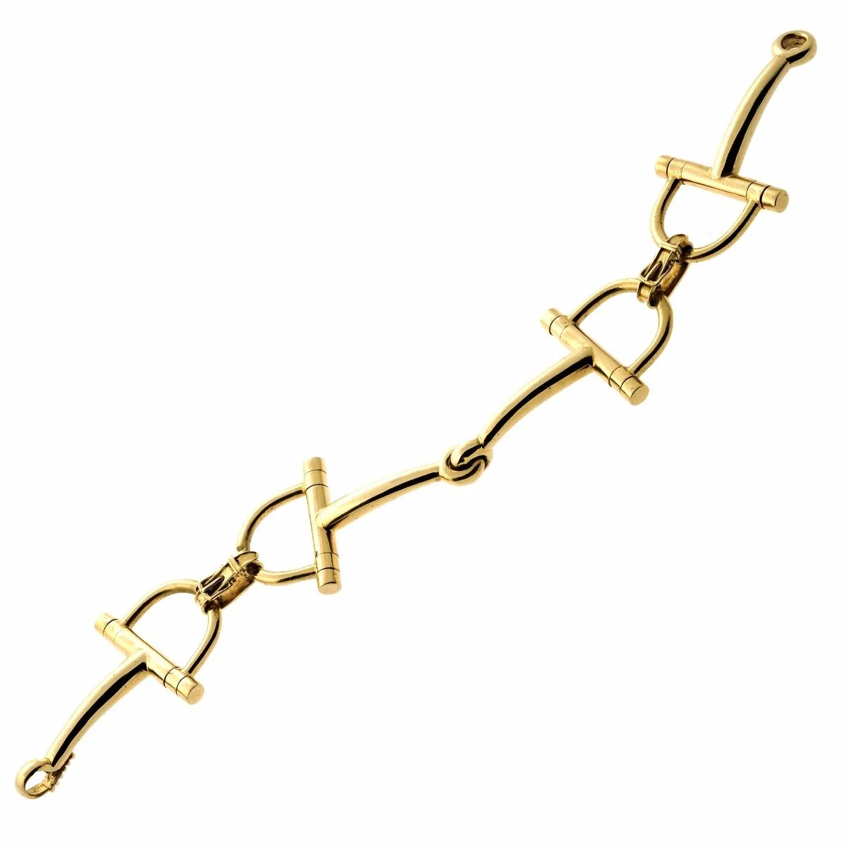 Hermes Vintage Stirrup Yellow Gold Bracelet