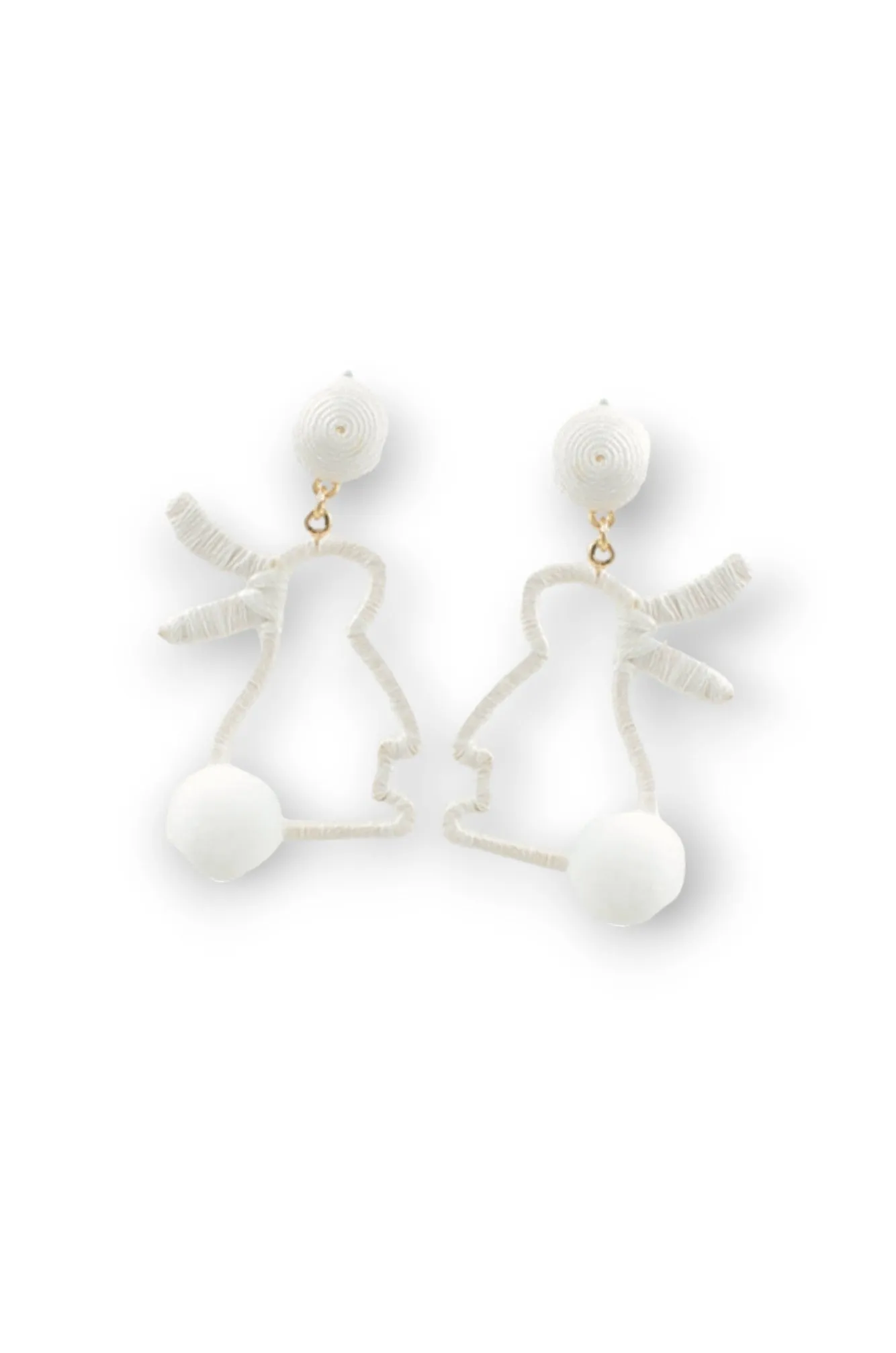 Hippity Hop White Bunny Outline Earrings