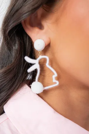Hippity Hop White Bunny Outline Earrings