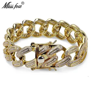 Hot Sale High Quality Square Gold Chain Full Diamond Decorated Geometric Shape Men's Luxury Brand Bracelet