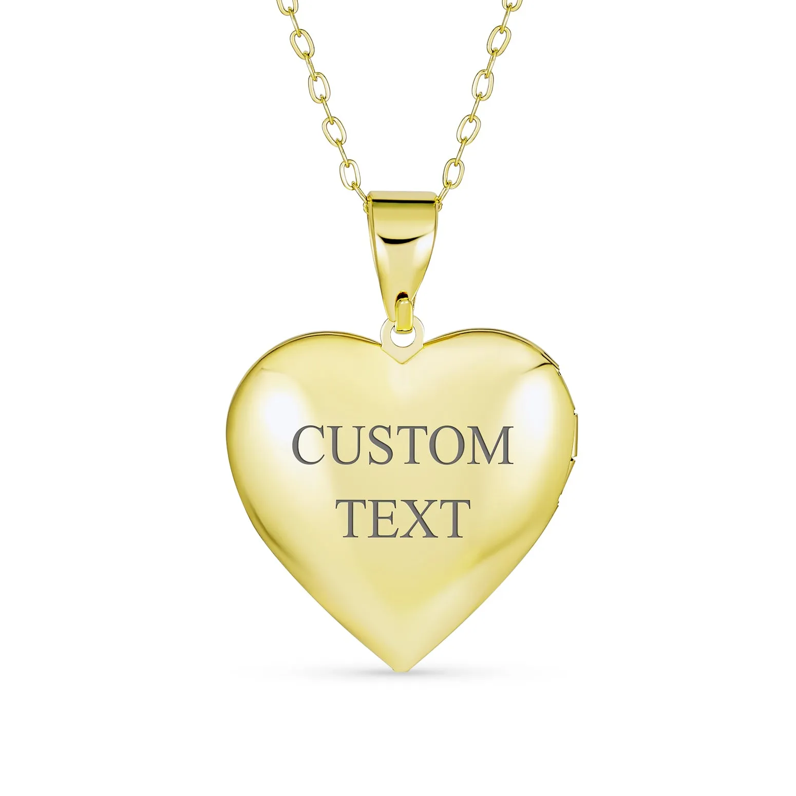 Initials Vintage Style Heart Photo Locket Necklace 18K Gold Plated Keepsake