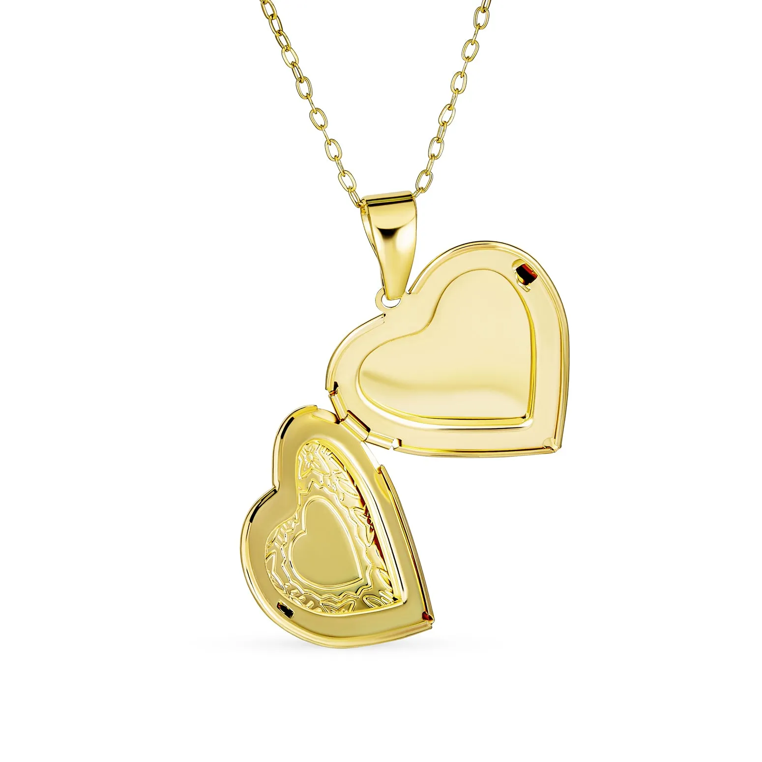 Initials Vintage Style Heart Photo Locket Necklace 18K Gold Plated Keepsake