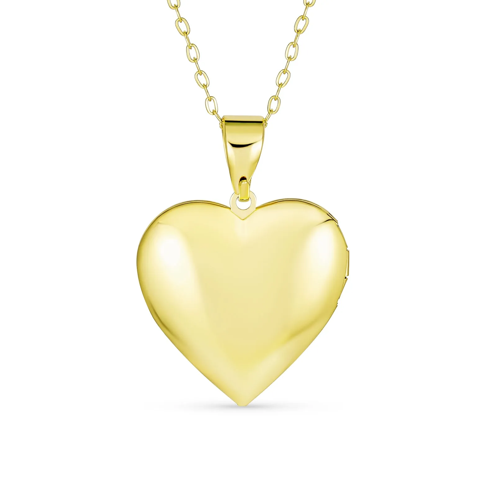 Initials Vintage Style Heart Photo Locket Necklace 18K Gold Plated Keepsake