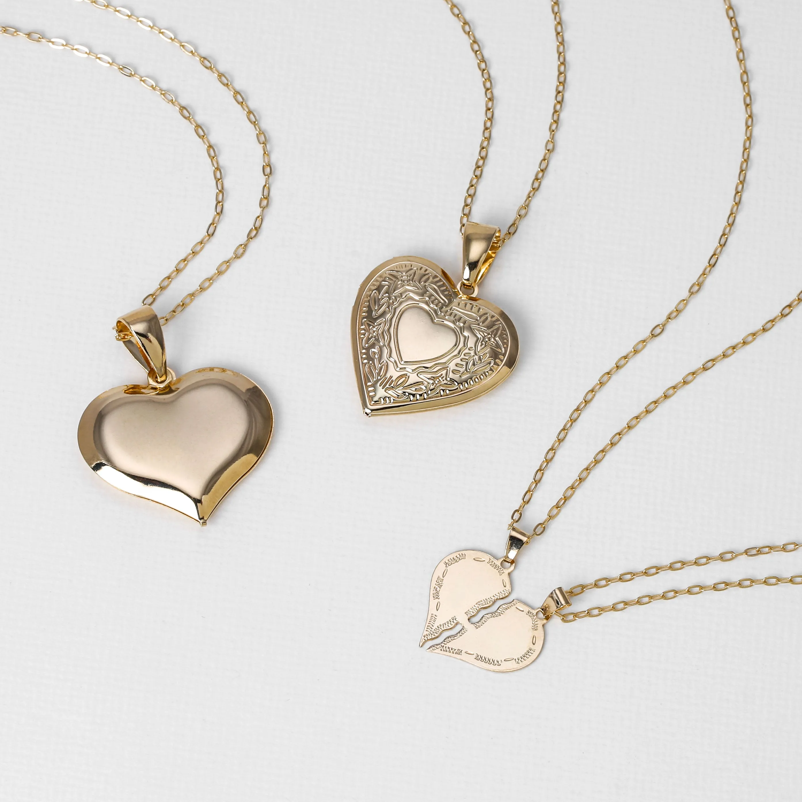 Initials Vintage Style Heart Photo Locket Necklace 18K Gold Plated Keepsake