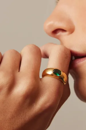 Jolie & Deen Araminta Ring - Gold/Green
