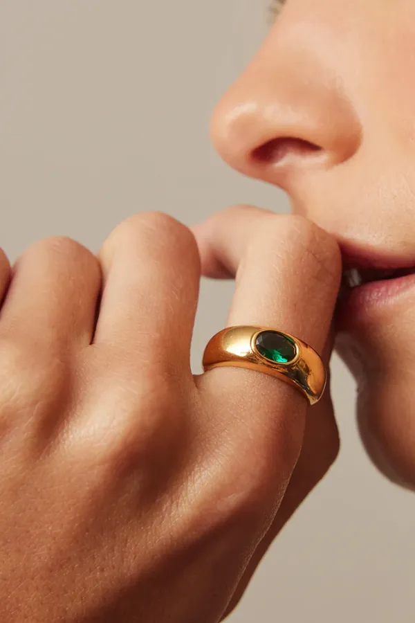 Jolie & Deen Araminta Ring - Gold/Green