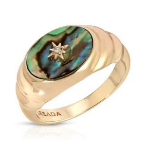 JUNO ABALONE SIGNET RING - LEEADA