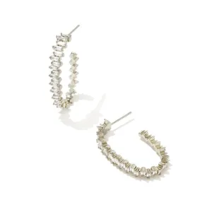 Kendra Scott | Juliette Silver Oval Hoop Earrings in White Crystal