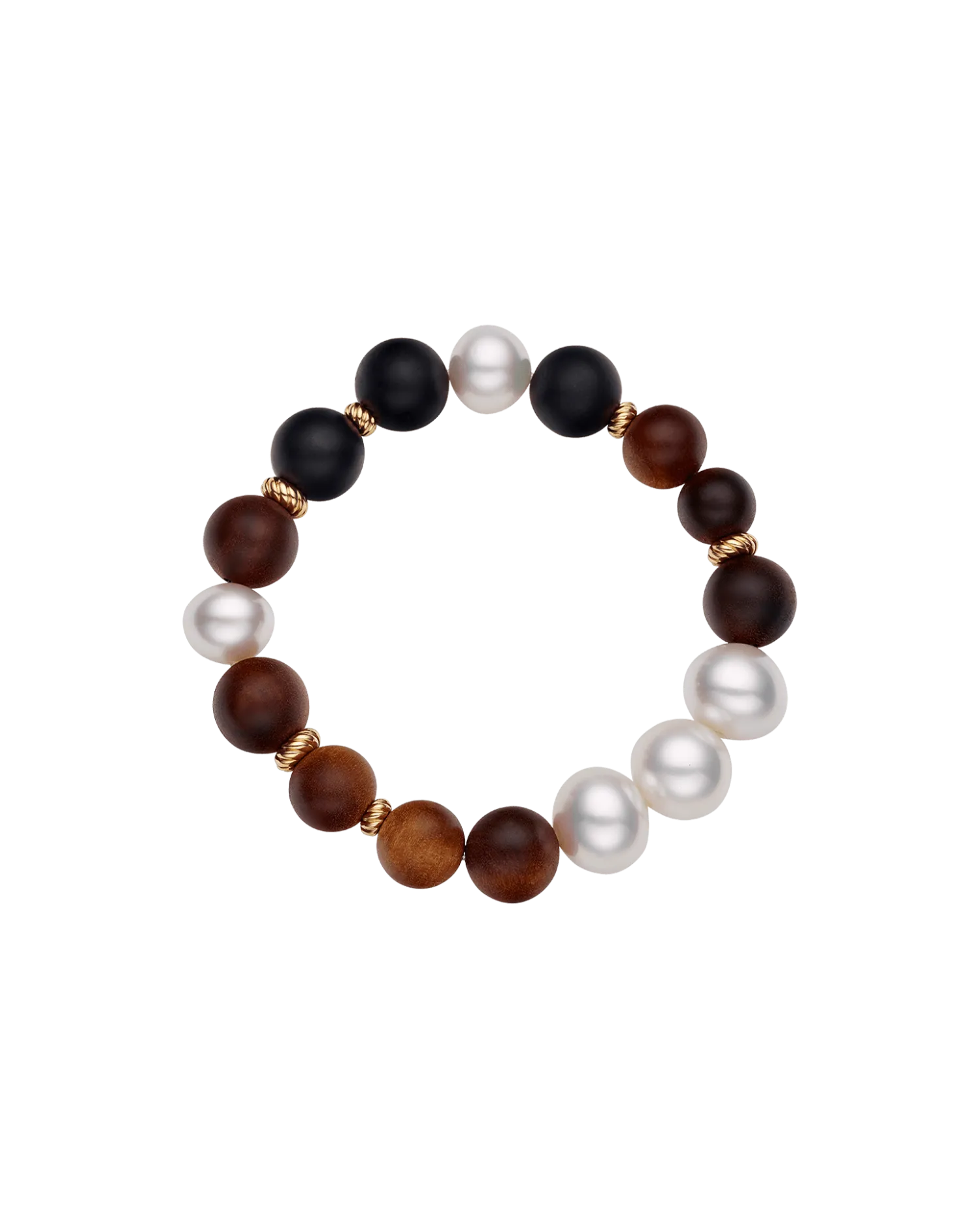Kimberley Golden Dusk Pearl Bracelet | 11-14mm Pearls, Sandalwood, and Yellow Gold