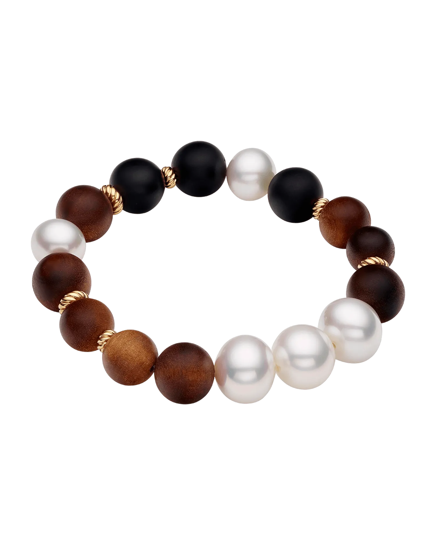 Kimberley Golden Dusk Pearl Bracelet | 11-14mm Pearls, Sandalwood, and Yellow Gold