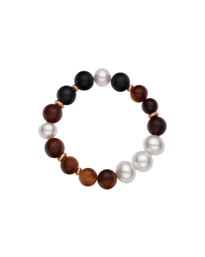 Kimberley Golden Dusk Pearl Bracelet | 11-14mm Pearls, Sandalwood, and Yellow Gold