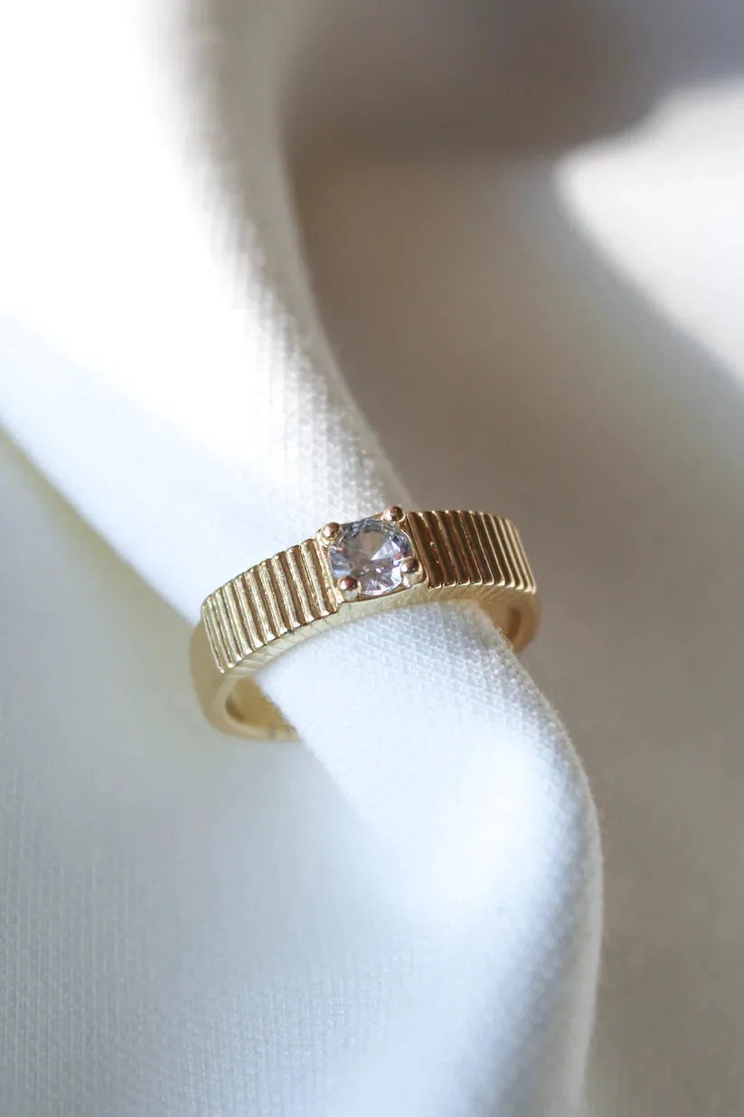 Kinsey Designs Quinn Accordion Gold Ring With CZ