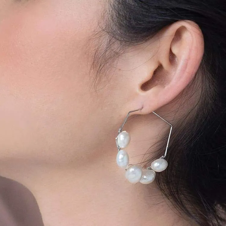 Kygo Freshwater Pearl Geo Earrings