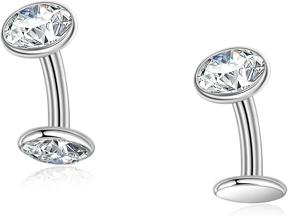 Lantine G23 Titanium Floating Belly Button Rings Set14g Curved Barbell Long/Short Navel Ring Round Cz Cute Navel Piercing Jewelry 6-14mm