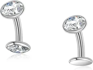 Lantine G23 Titanium Floating Belly Button Rings Set14g Curved Barbell Long/Short Navel Ring Round Cz Cute Navel Piercing Jewelry 6-14mm