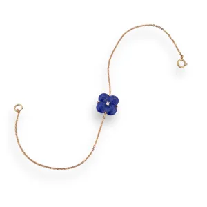 Lapis Clover Natural Diamond Bracelet 18K Gold