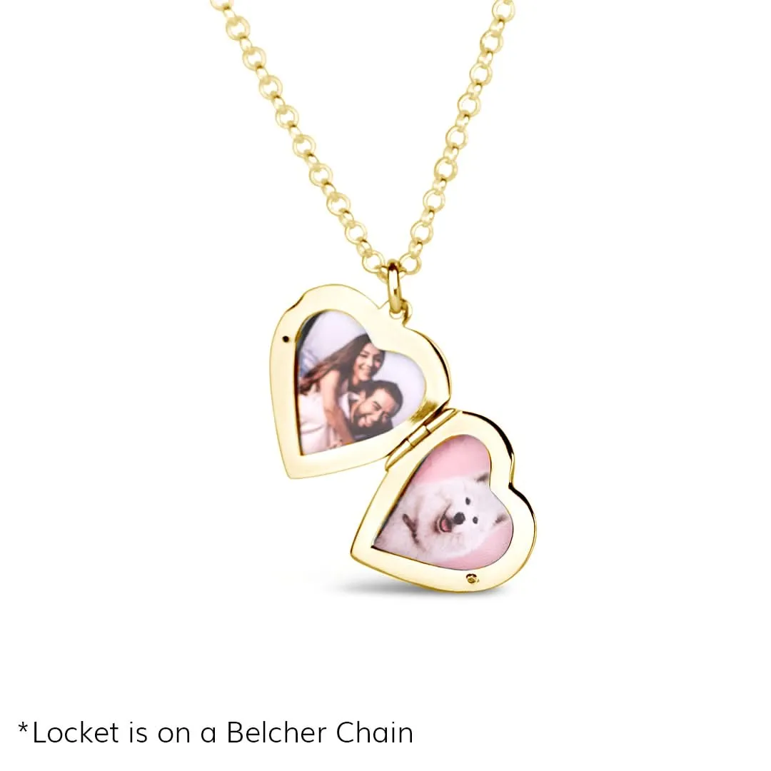 Large 2 Photo Heart Locket  Gold   Photos