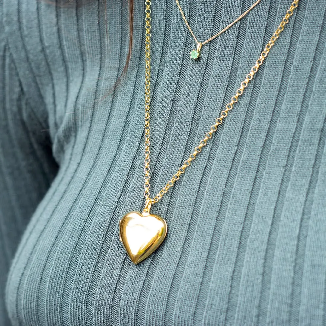 Large 2 Photo Heart Locket  Gold   Photos