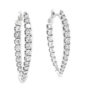 Large Diamond Inside-Out V-Shape Hoop Earrings  2.32 cts