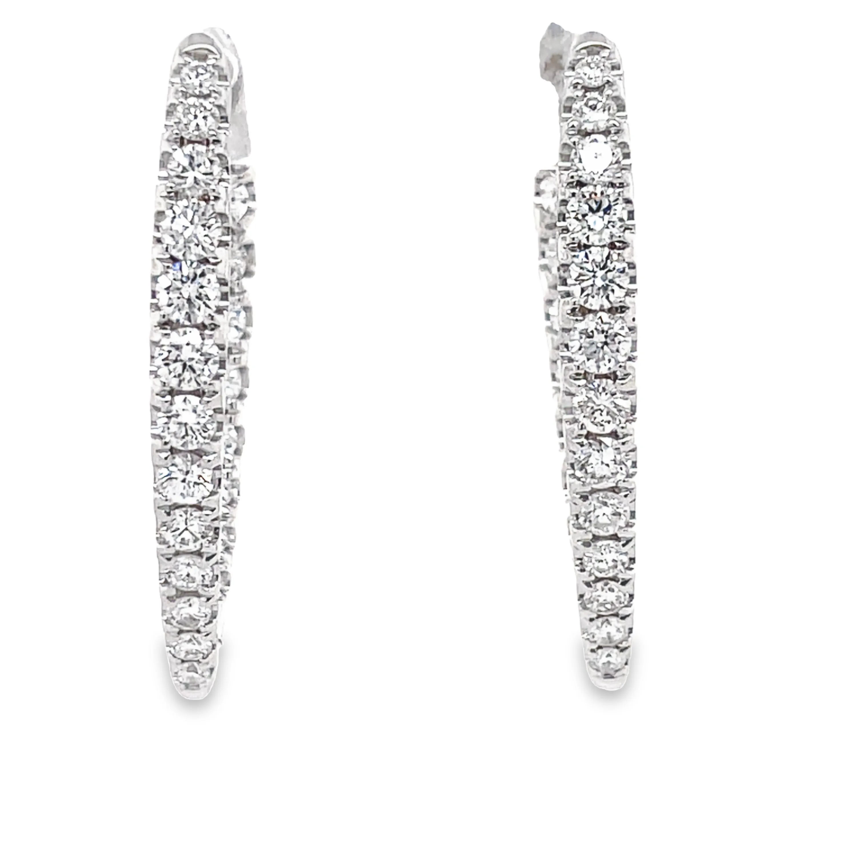 Large Diamond Inside-Out V-Shape Hoop Earrings  2.32 cts