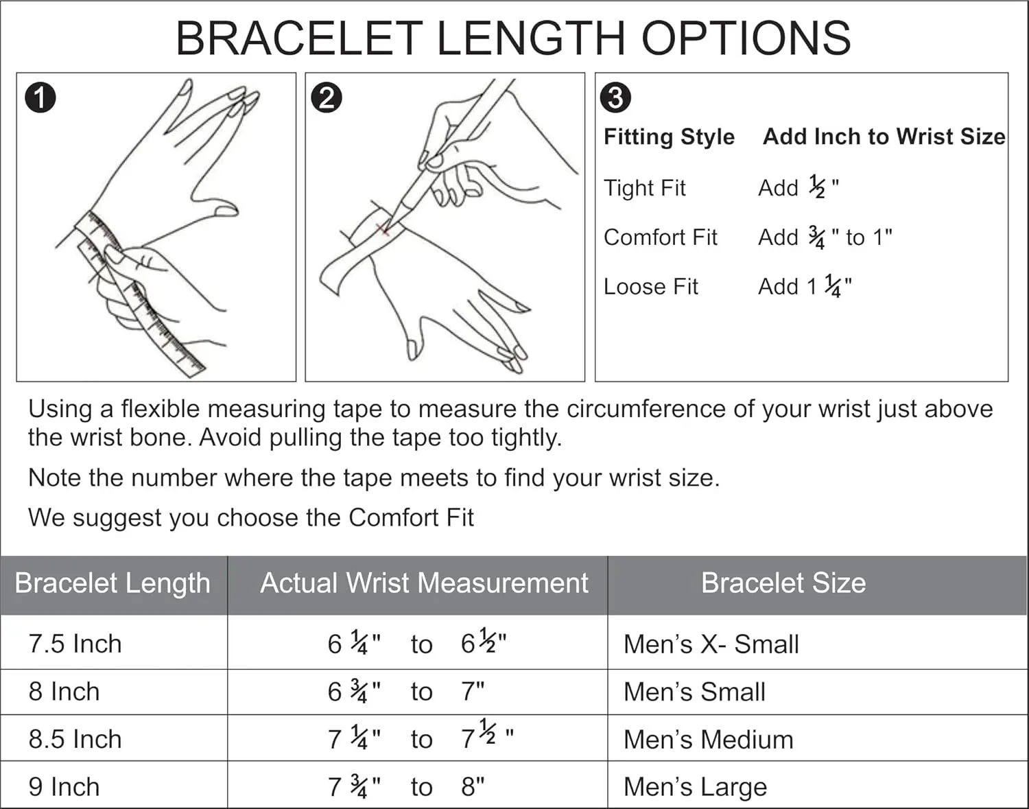 LeCalla Solid 925 Sterling Silver Men's Box Chain ID Bracelet | Classic Italian Round Box Chain ID Bracelet for Men | Men's Silver Jewelry Bracelet, (7.5, 8, 8.5, 9 Inches) Made in Italy