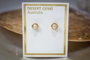 Lustrous Pearl Classic Round Stud Gold Earrings